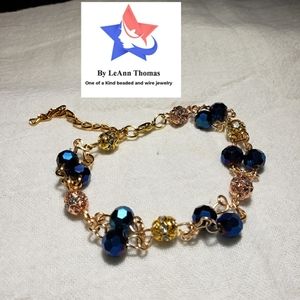 6-8 electric blue handmade One of a Kind bracelet